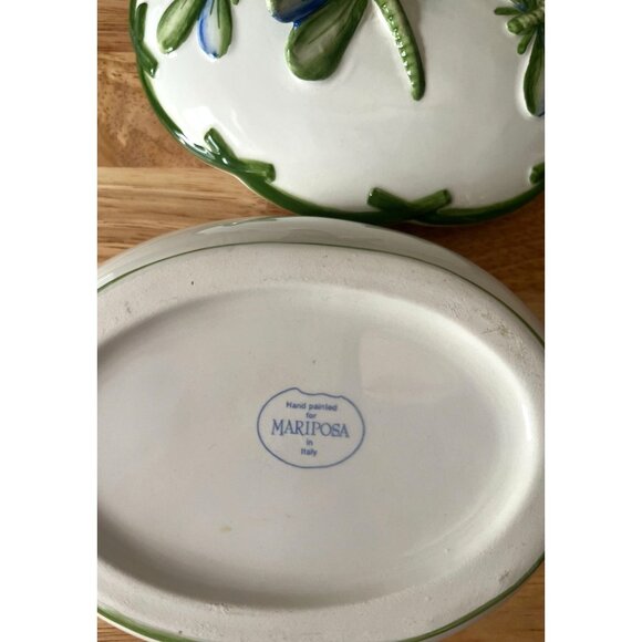 Ceramic Dragonfly-Themed Trinket Box With Lid Mariposa Hand Painted Italy - Picture 9 of 9